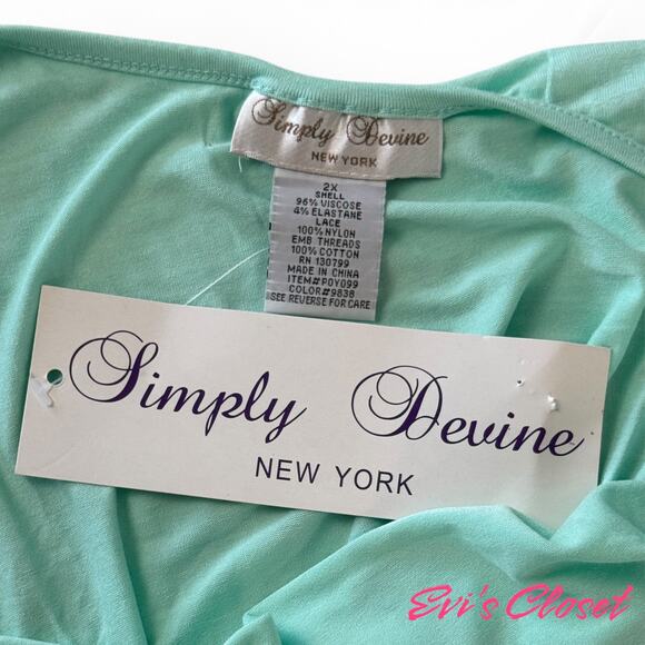 Simply Divine New York Sleeves Tunic Bottom Lace Turquoise Sz 2X  NWT - Picture 5 of 6